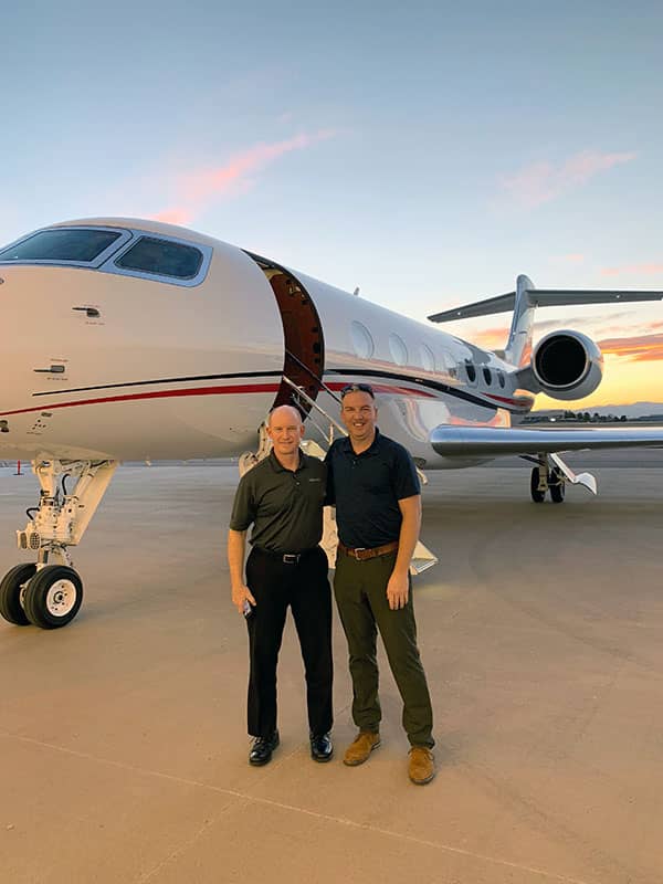 David with Gulfstream test pilot Adam Spitler during G500 EIS